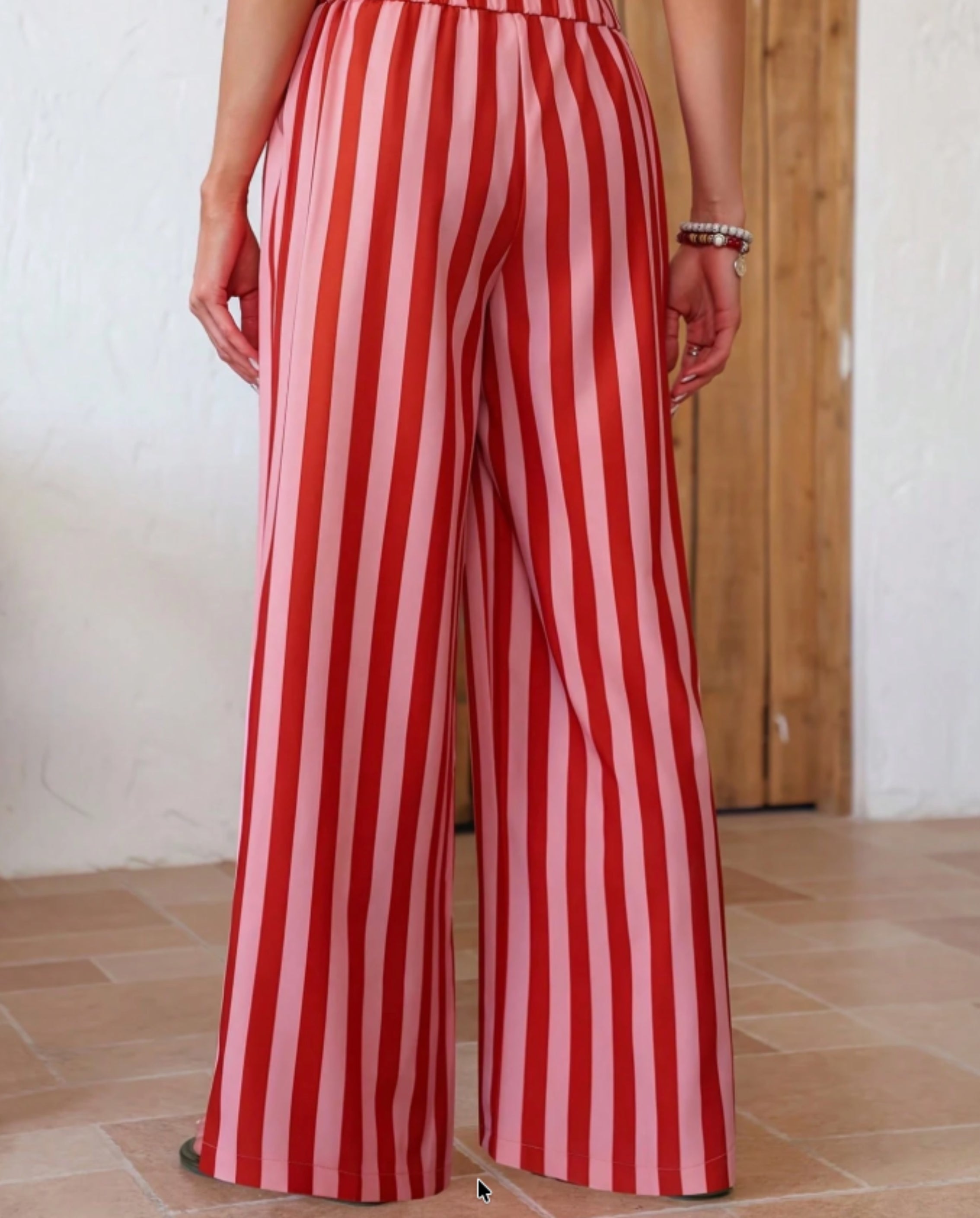 Wide-Leg Striped Trousers