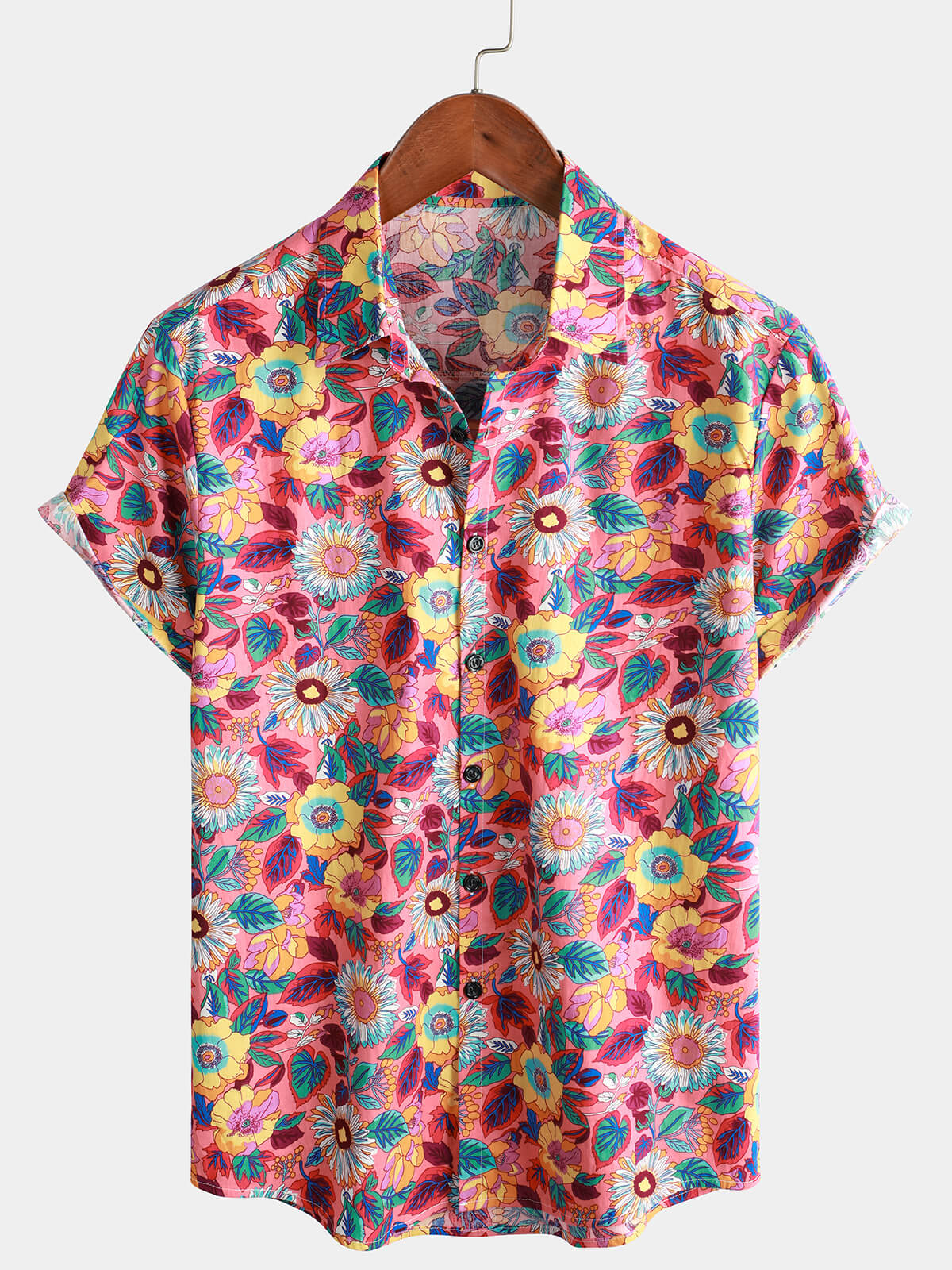 Pink Cotton Hawaiian Shirt