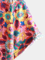 Pink Cotton Hawaiian Shirt