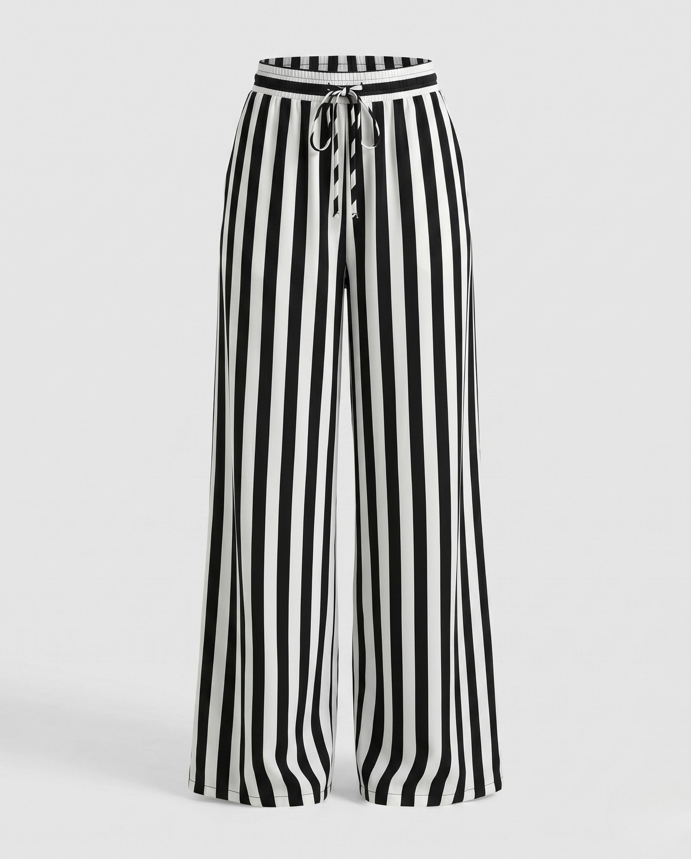 Wide-Leg Striped Trousers