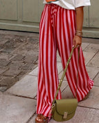 Wide-Leg Striped Trousers