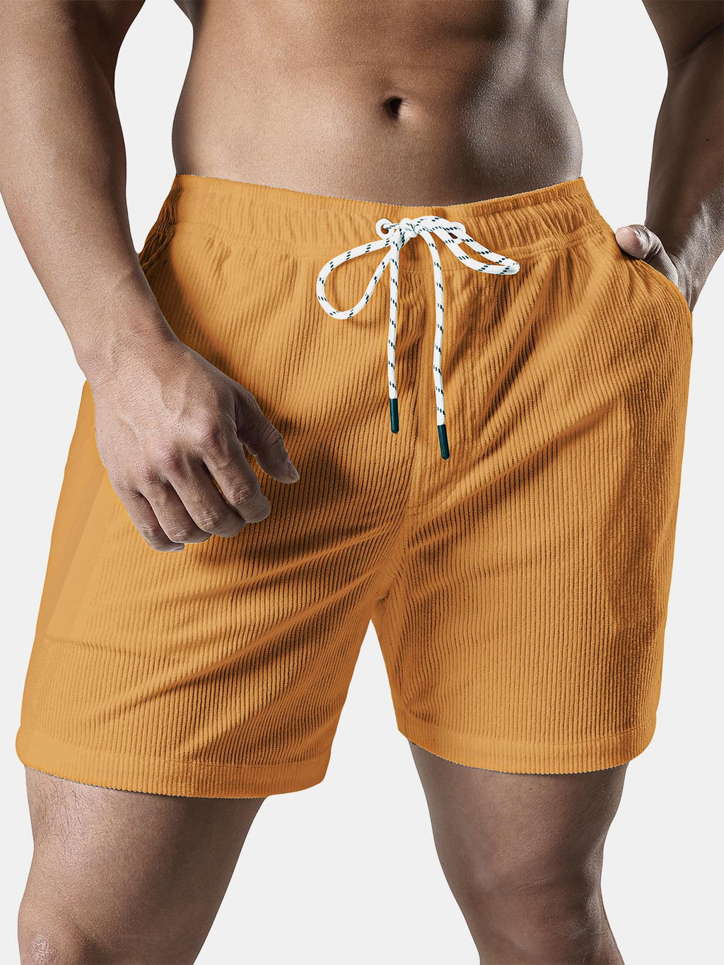 Men's Corduroy Drawstring Pocket Shorts