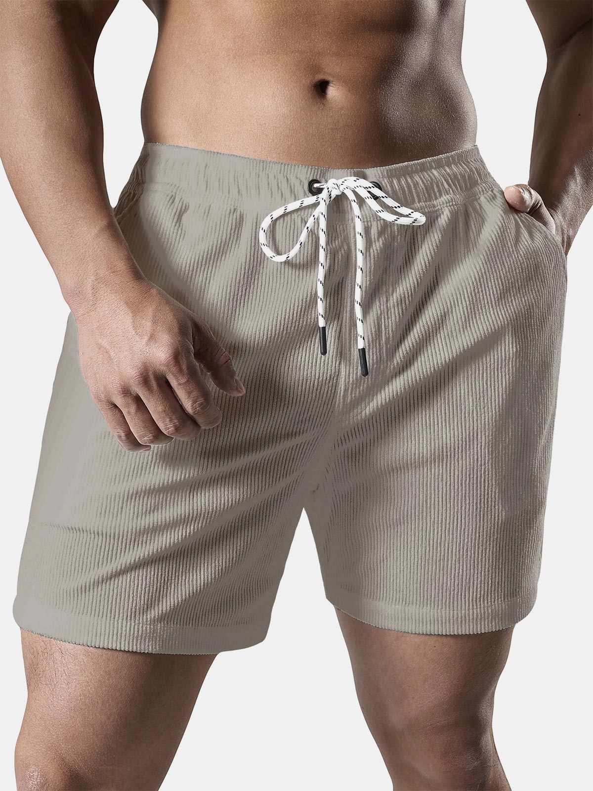 Men's Corduroy Drawstring Pocket Shorts