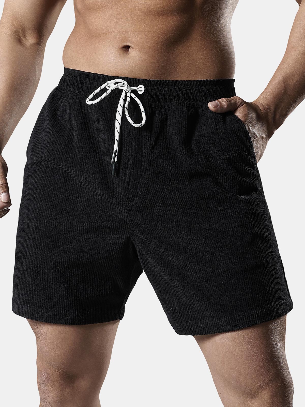Men's Corduroy Drawstring Pocket Shorts